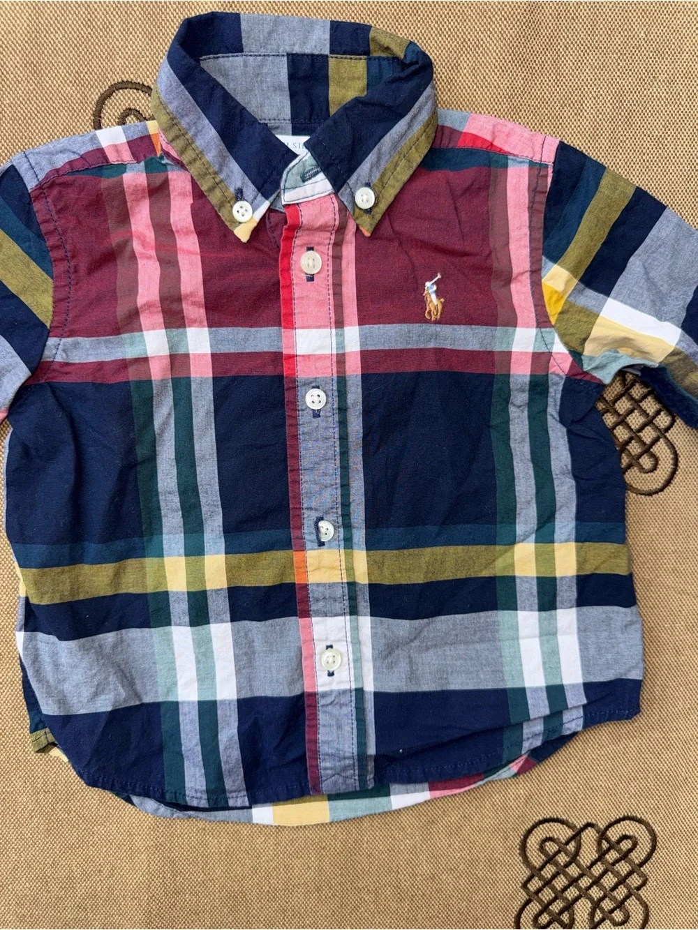 Ralph Lauren baby boys plaid button down shirt Size 9M